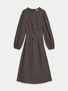 M&S Seersucker Midi Dress With Half Sleeves Size UK14/US10